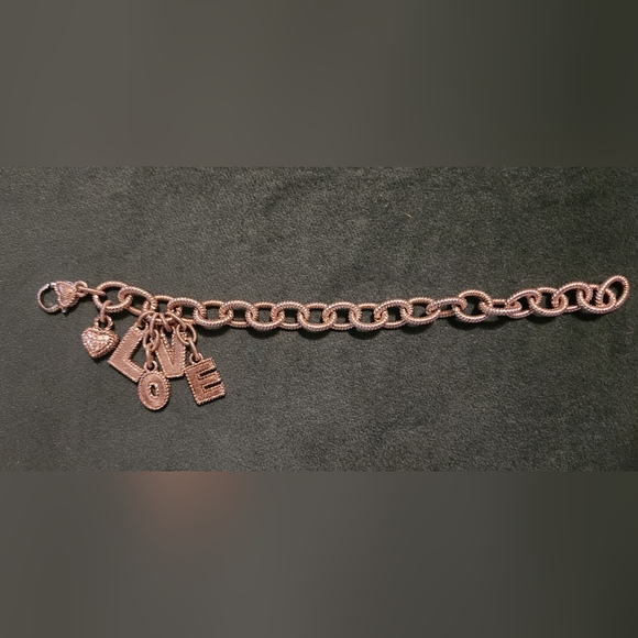 Judith Ripka Sterling Silver Love Charm Bracelet